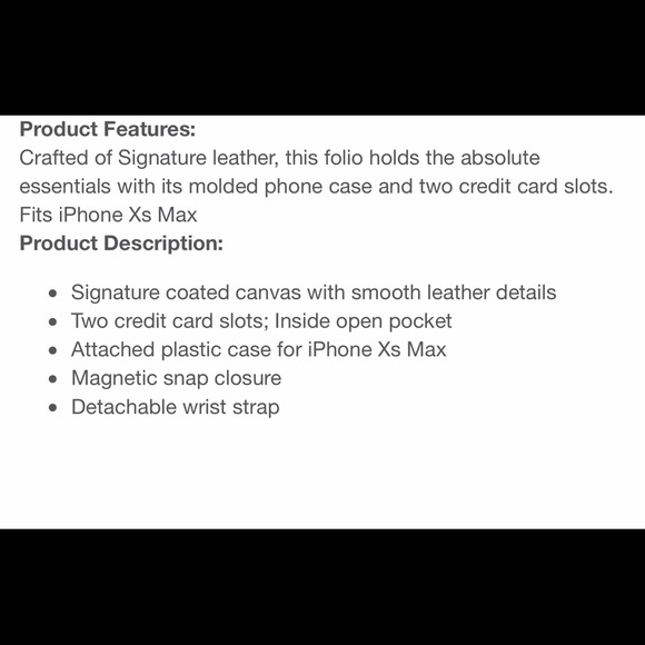 COACH SIGNATURE CANVAS IPHONE FOLIO CASE, Xs MAX - Picture 7 of 7